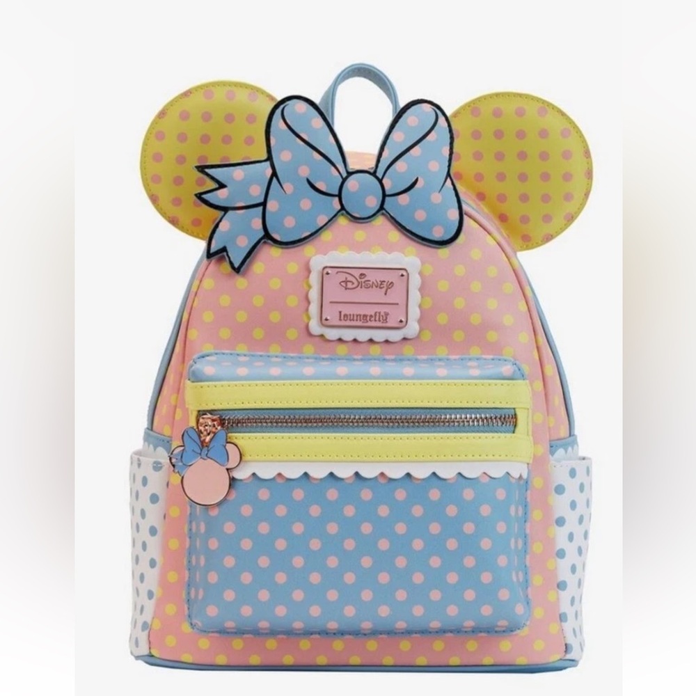 Loungefly Disney Minnie Mouse Pastel Polka Dot Figural Mini Backpack
